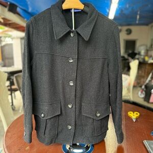 Vintage Liz Claiborne Size L Black 50% Wool Blend Long Sleeve Jacket